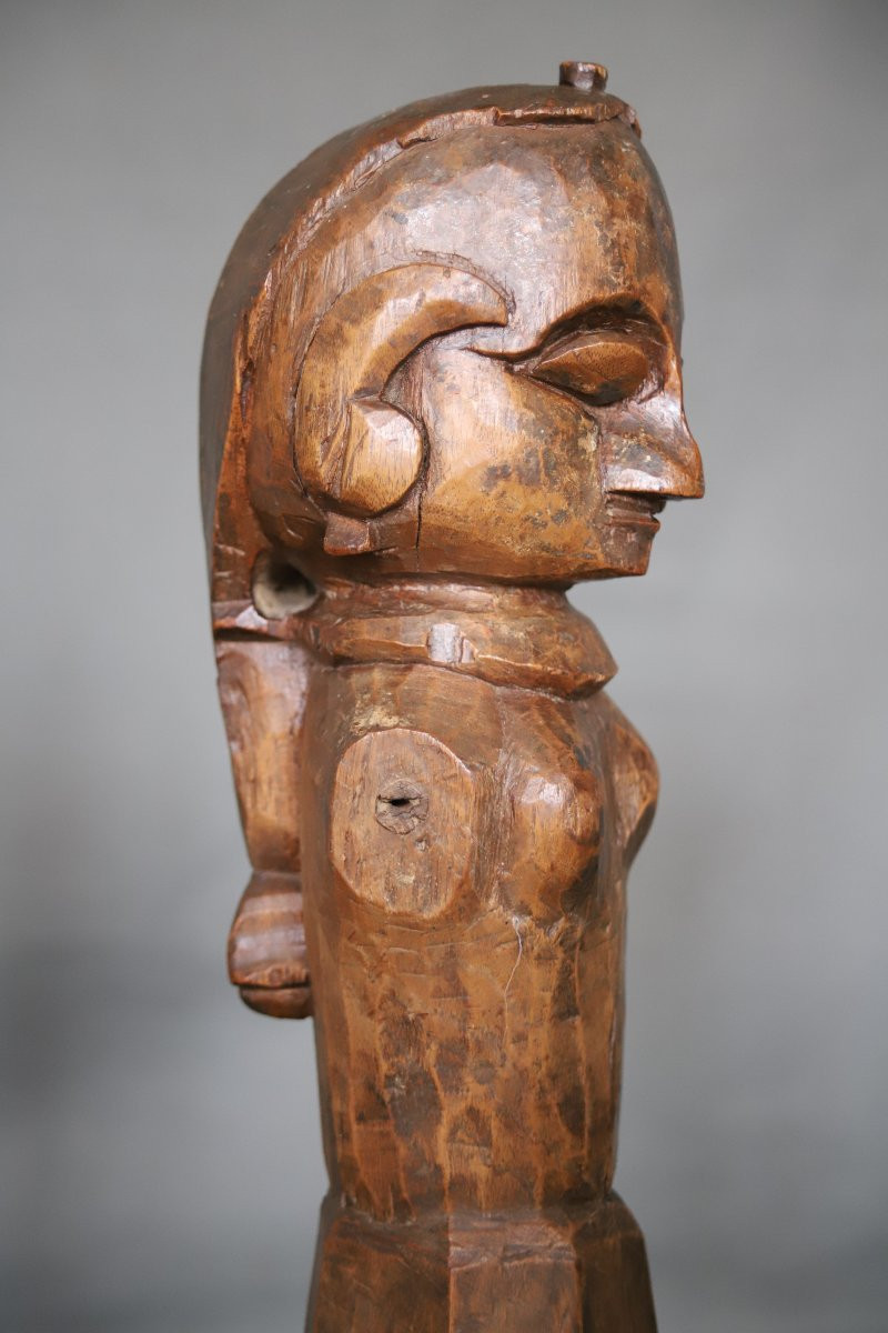 Statuette en bois, représentation de la déesse Gauri - Inde, Rajasthan, 19ème siècle-photo-2