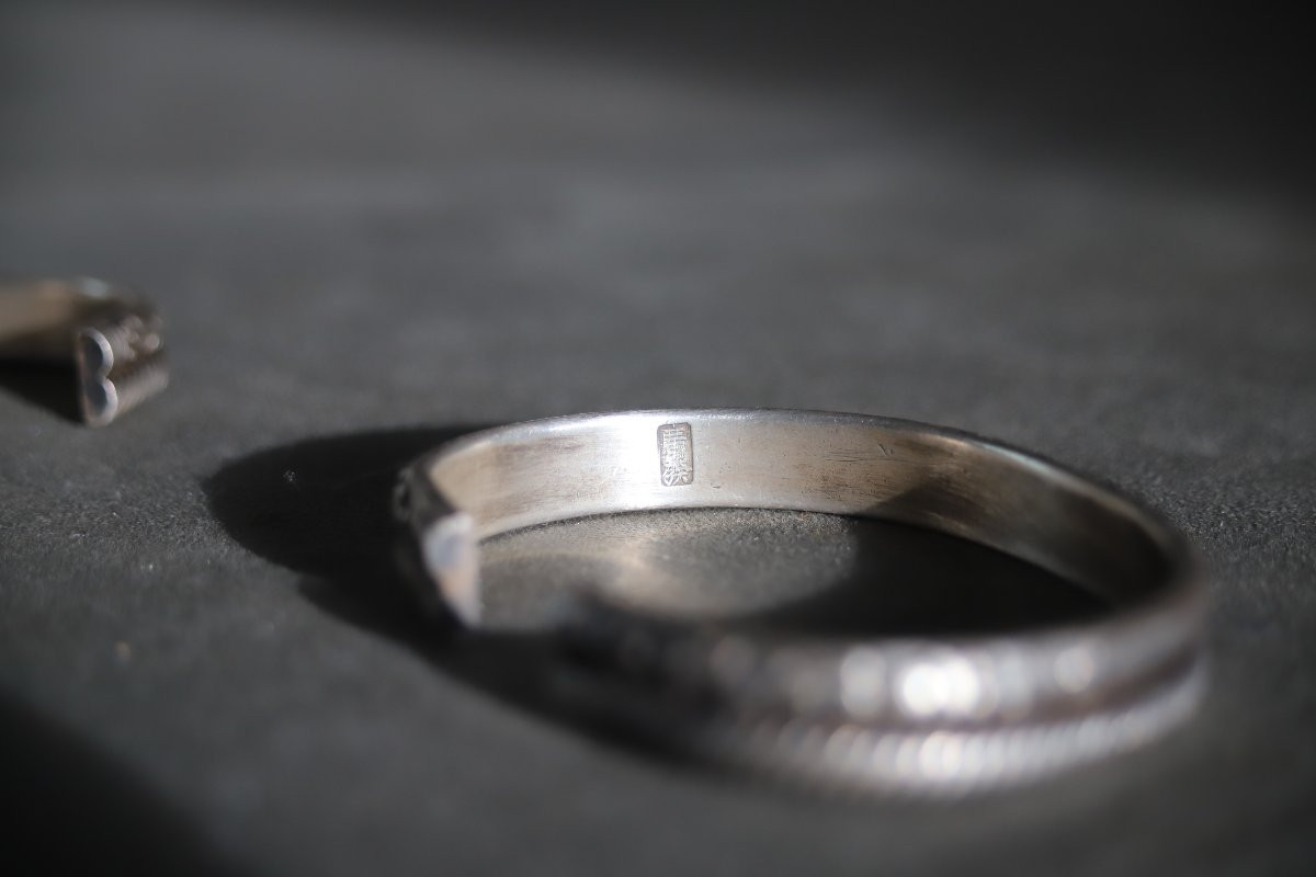 Two Antique Chinese Silver Bracelets - China, Probably 1st Half Of The 20th Century-photo-5