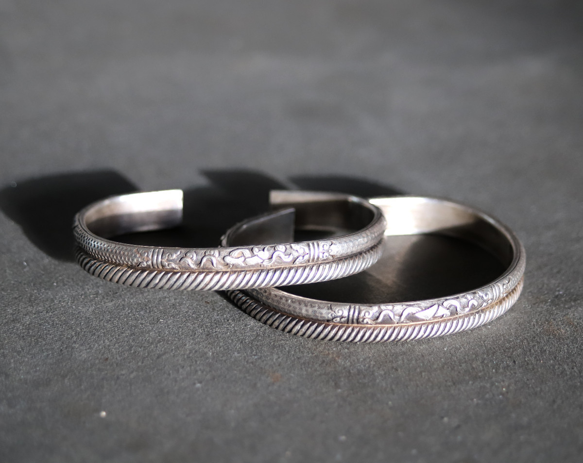 Two Antique Chinese Silver Bracelets - China, Probably 1st Half Of The 20th Century