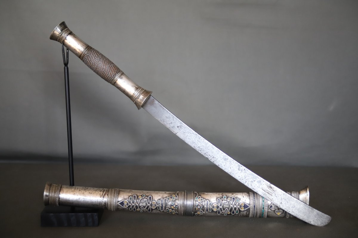 Large Dagger Of The Dha Type Of The Lü And Shan Ethnic Groups - Southeast Asia, Late 19th Early 20th Century-photo-3