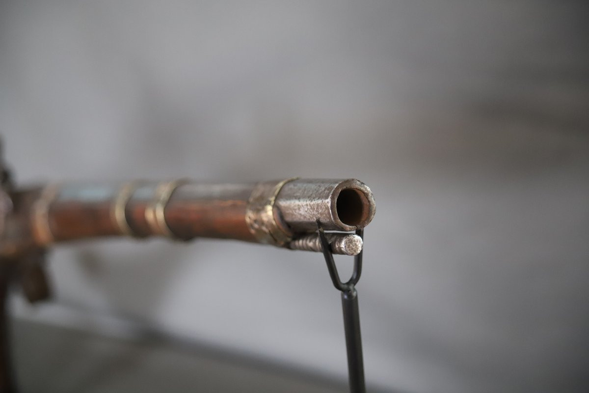 Rare Short Moukhala Bou-habba Rifle From The Moroccan Rif - North Of Morocco, 19th Century-photo-2
