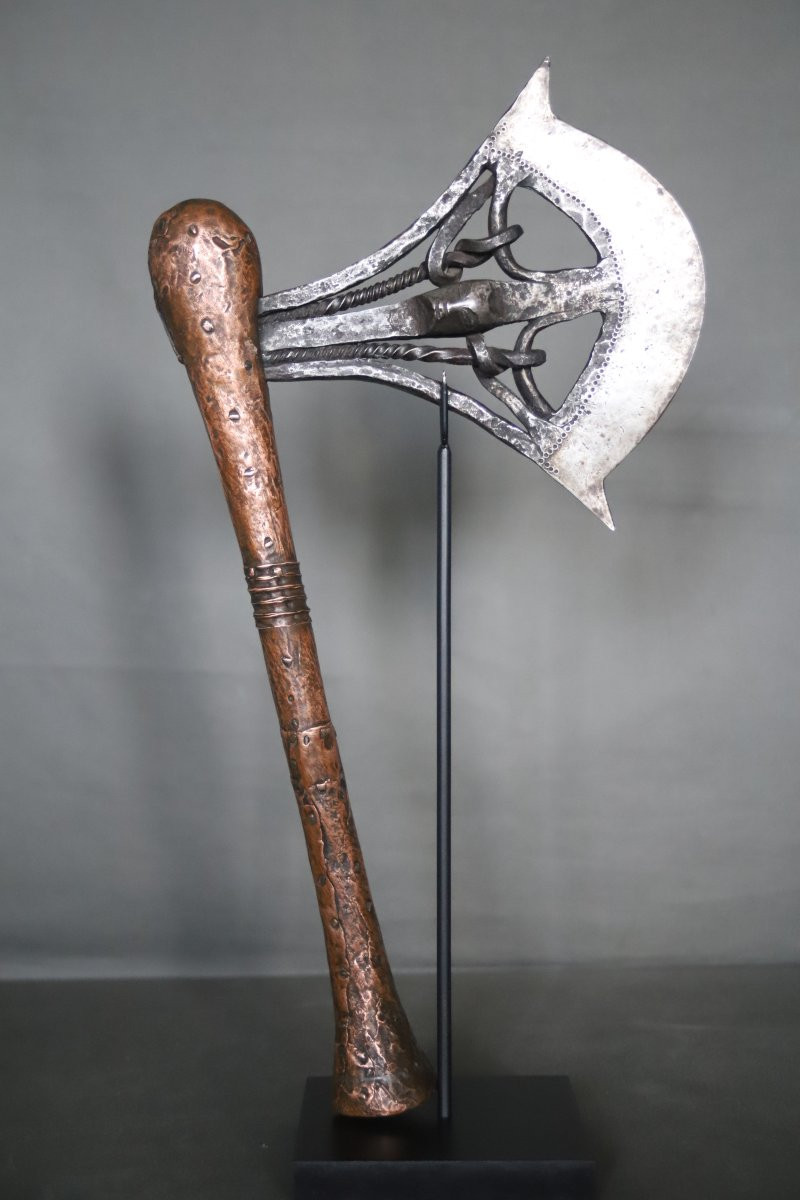 Hache De Prestige En Fer Forgé Et Cuivre - Songye, Rdc, Zaïre, début 20ème ou antérieur -photo-2