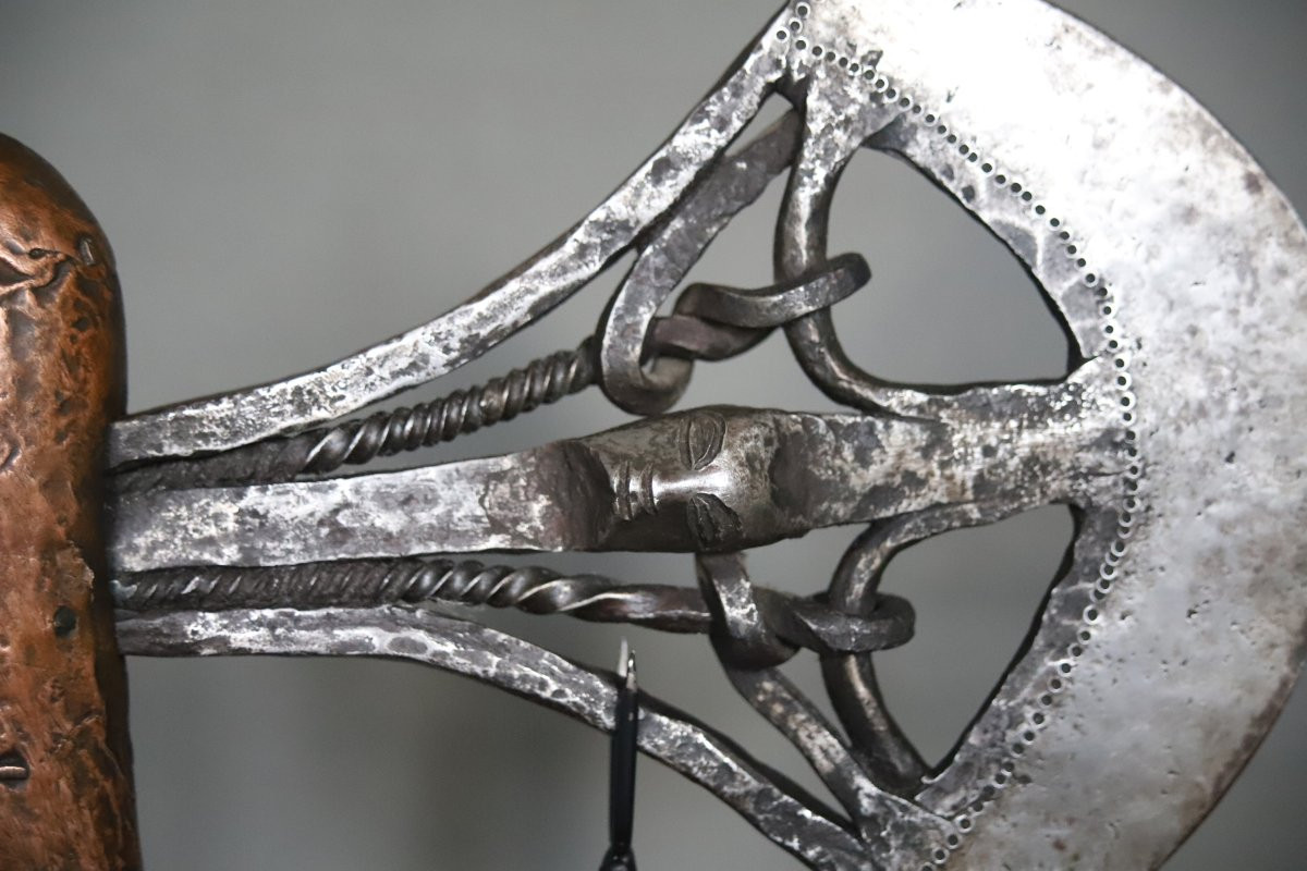 Hache De Prestige En Fer Forgé Et Cuivre - Songye, Rdc, Zaïre, début 20ème ou antérieur -photo-4