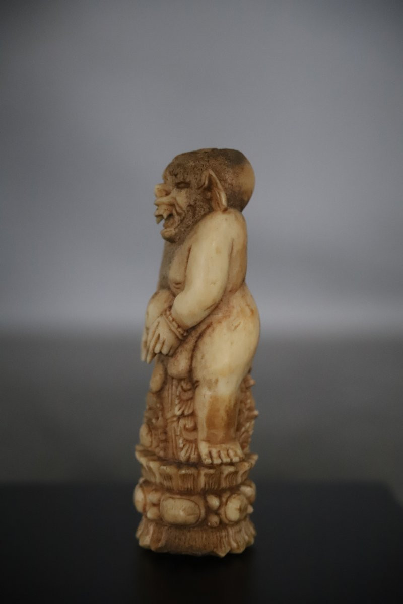 Carved Bone Kris (dagger) Handle Depicting A Demon - Indonesia, 19th Century-photo-4
