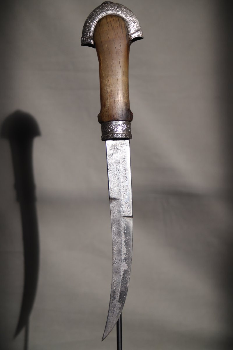 Dague (poignard) Marocaine Dite Koumya, Argent Et Corne Blonde - Maroc, Agadir, vers 1930-photo-4