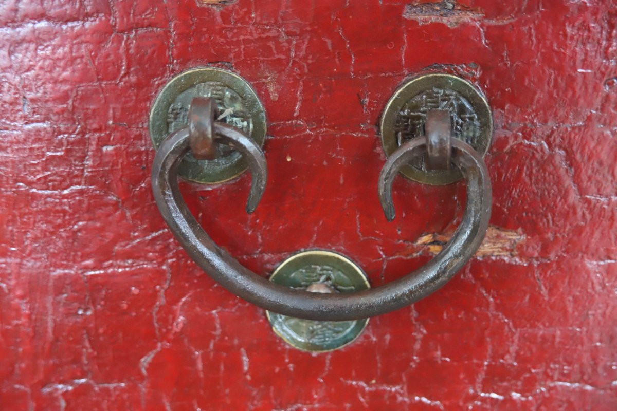 Tibetan Wooden Chest - Tibet, Early 20th Century Or Earlier-photo-4