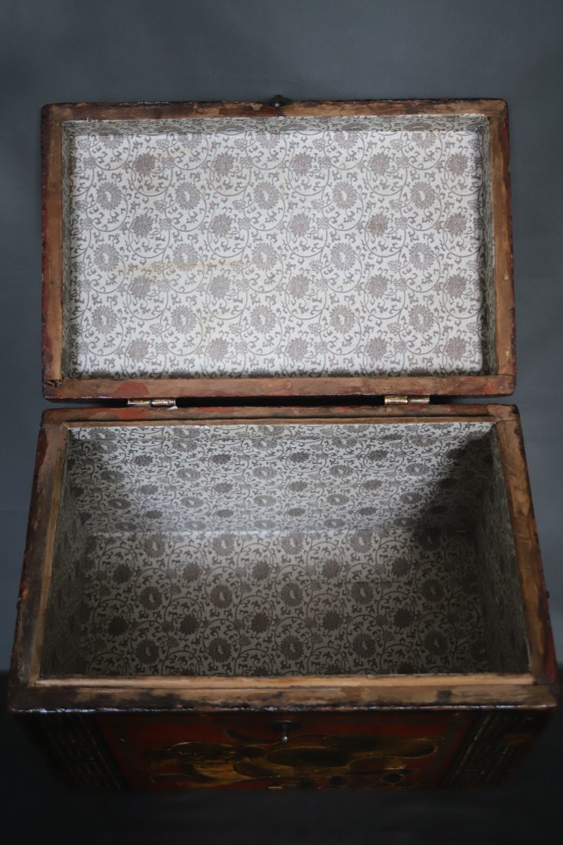 Tibetan Wooden Chest - Tibet, Early 20th Century Or Earlier-photo-8