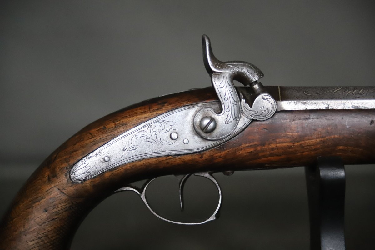 Percussion Saddle Pistol - Spain, Eibar, Dated 1850-photo-2