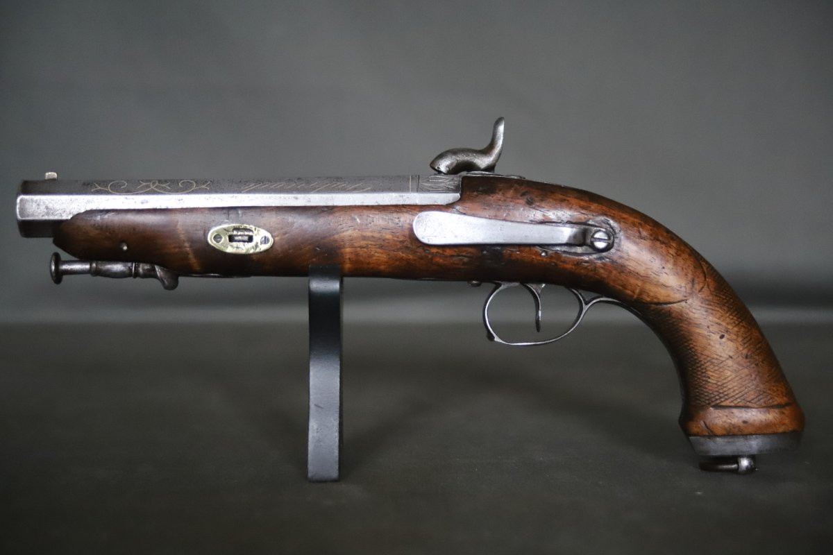 Percussion Saddle Pistol - Spain, Eibar, Dated 1850-photo-4