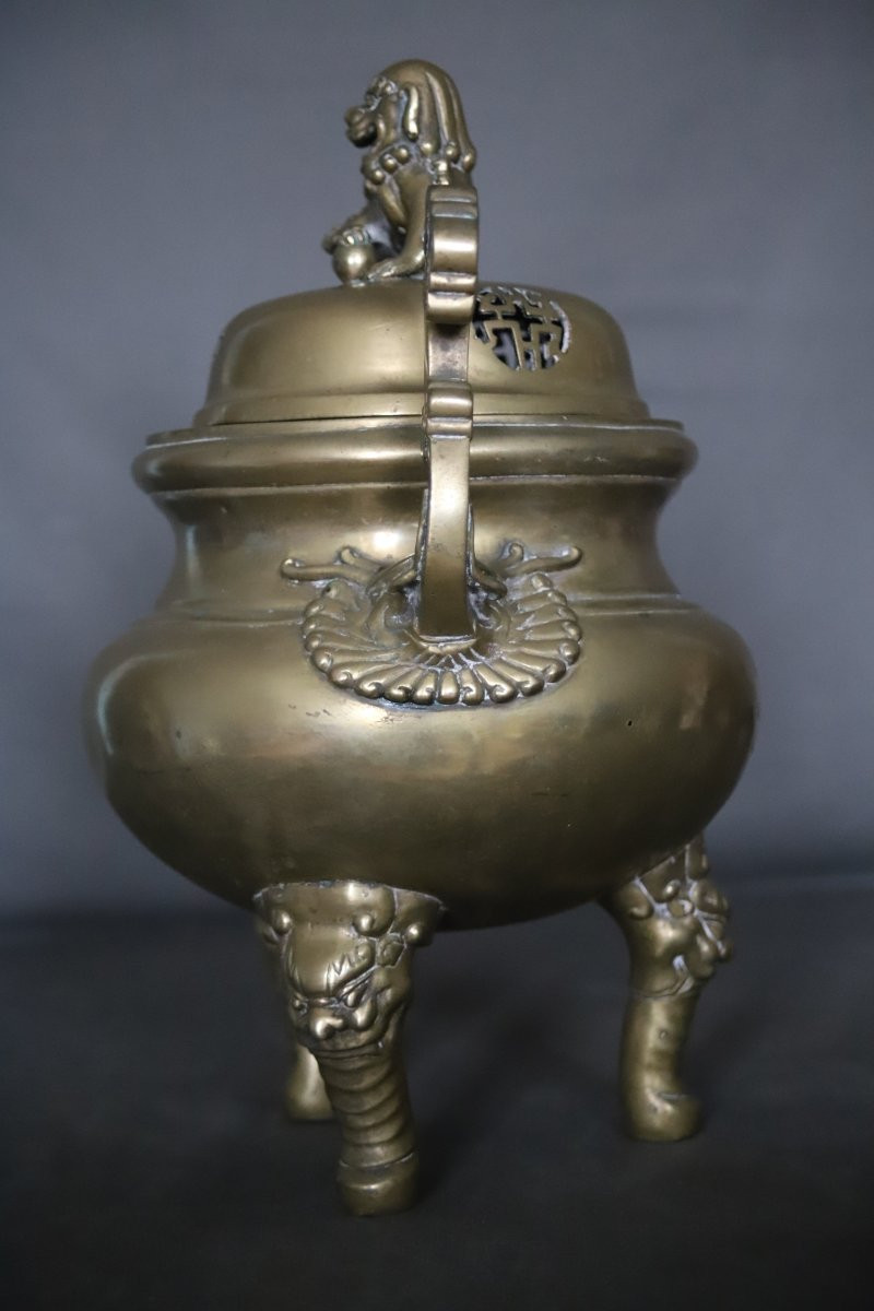 Large Bronze Incense Burner - China Or Vietnam, Circa 1900 -photo-5
