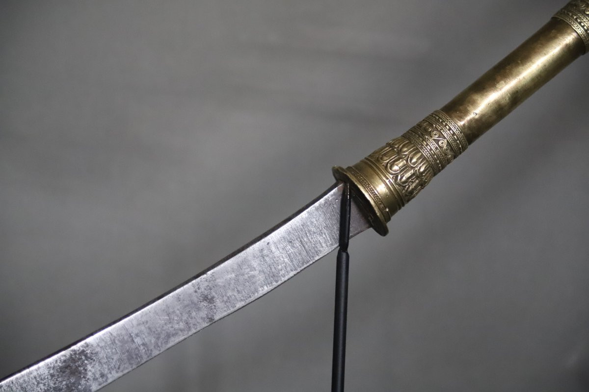 Rare Thai Dha Sword - Thailand Or Burma (myanmar), 19th Century-photo-2