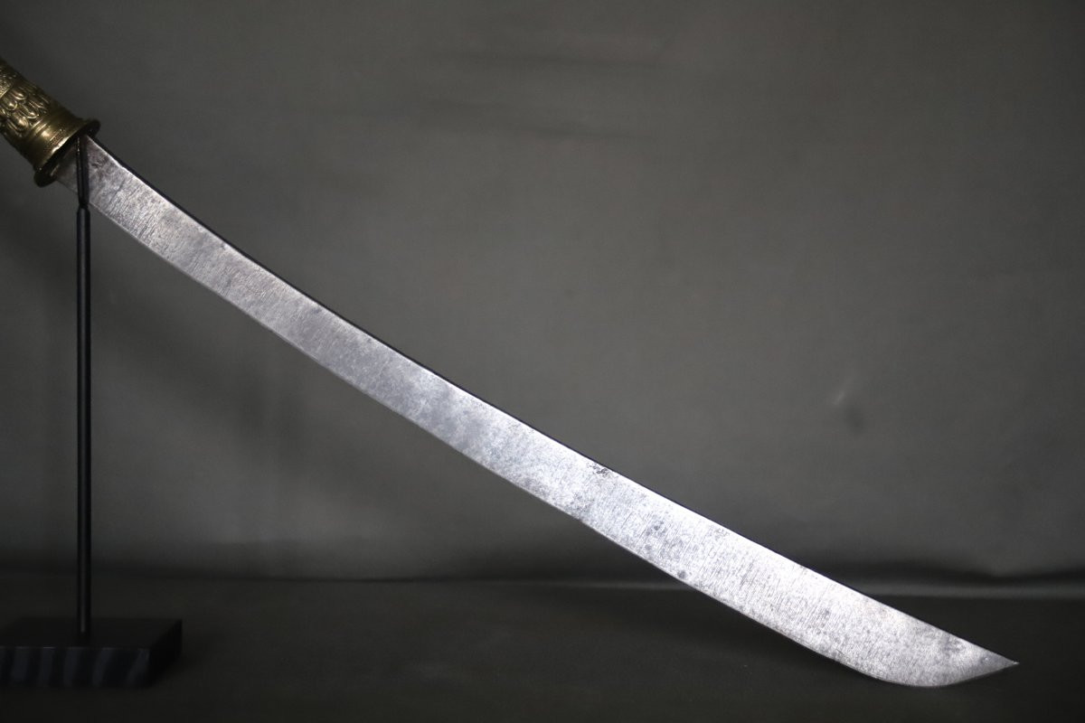 Rare Thai Dha Sword - Thailand Or Burma (myanmar), 19th Century-photo-5