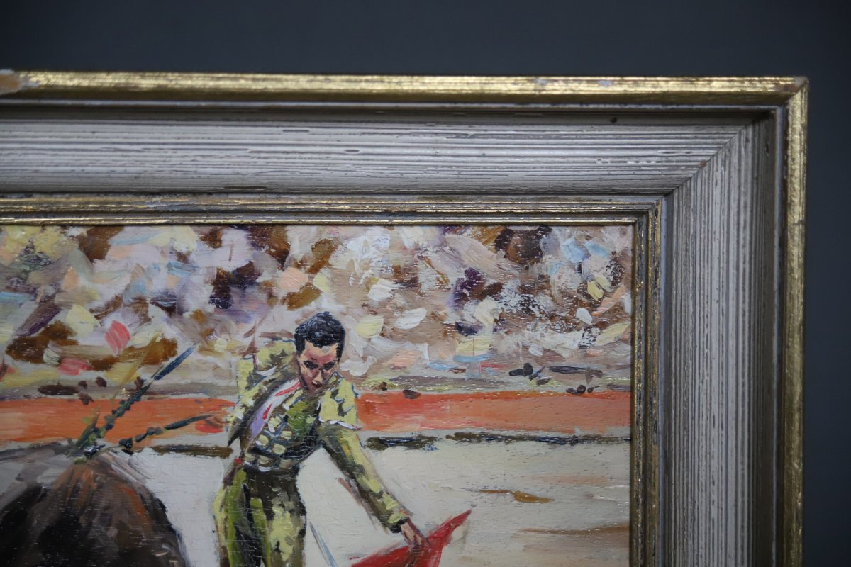 Painting Of A Bullfighting Scene - Rafael Simarro (born In 1928)-photo-2