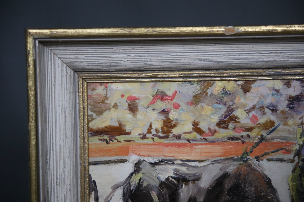 Painting Of A Bullfighting Scene - Rafael Simarro (born In 1928)-photo-3