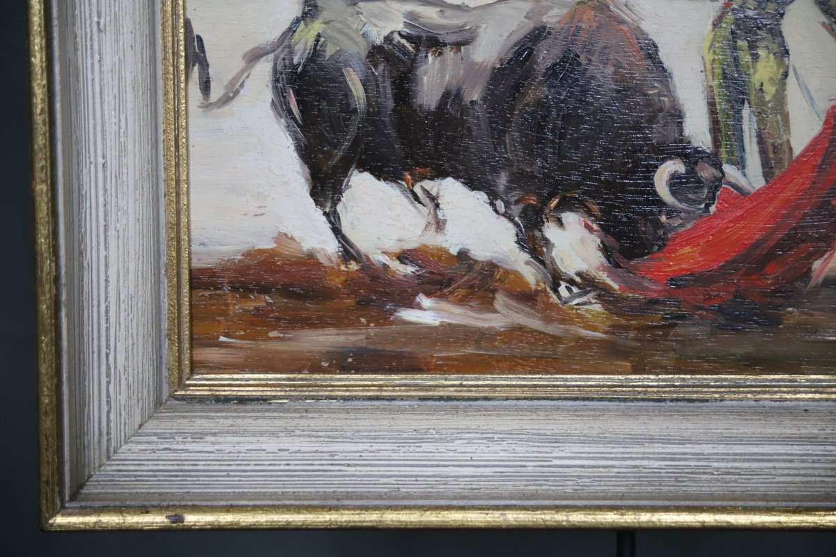 Painting Of A Bullfighting Scene - Rafael Simarro (born In 1928)-photo-4