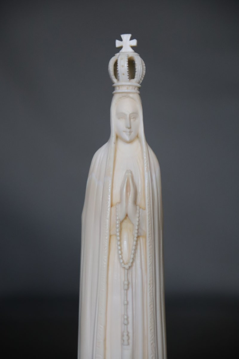 Statuette de la Vierge Marie en ivoire - Travail Européen du 19ème siècle-photo-4
