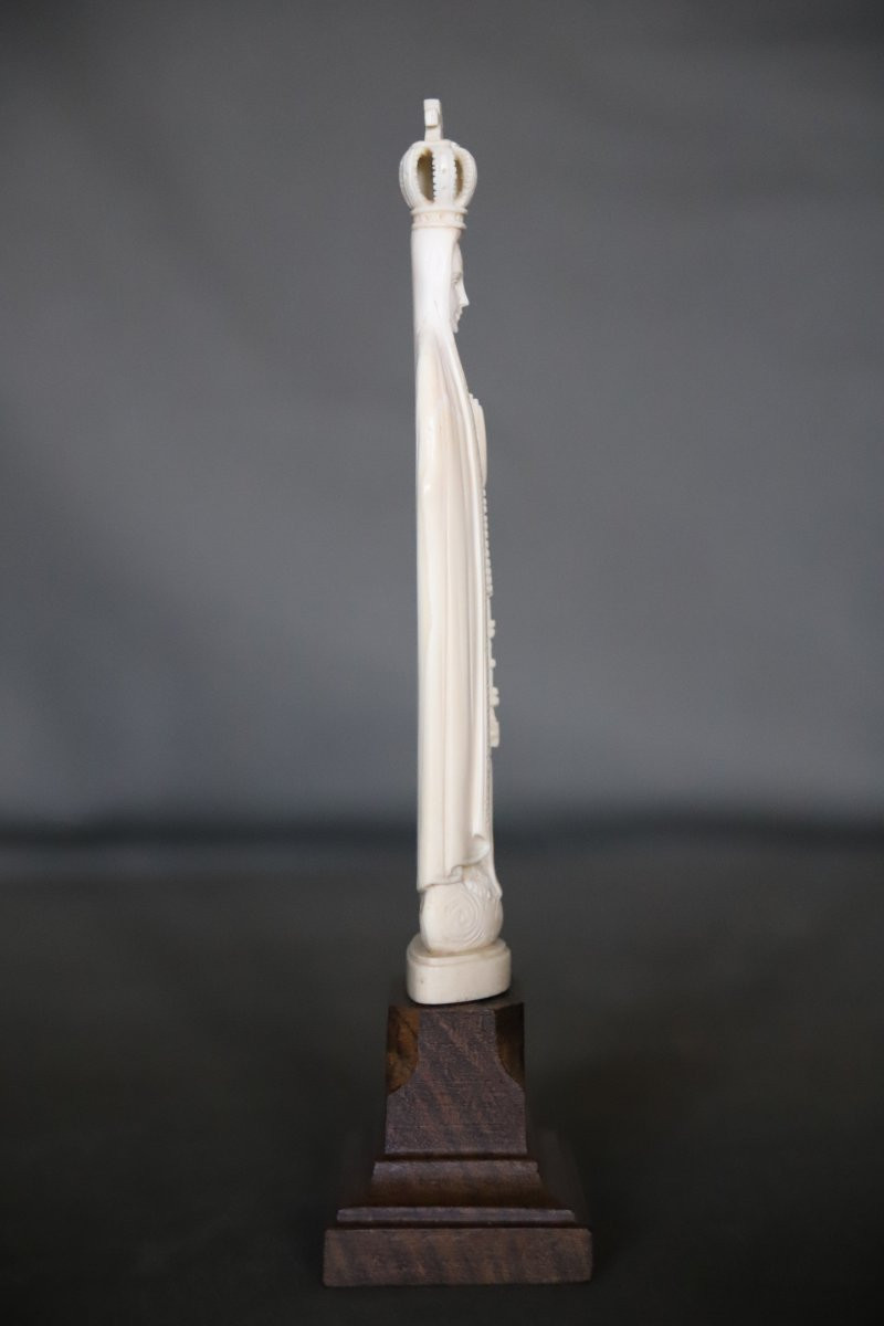 Statuette de la Vierge Marie en ivoire - Travail Européen du 19ème siècle-photo-2