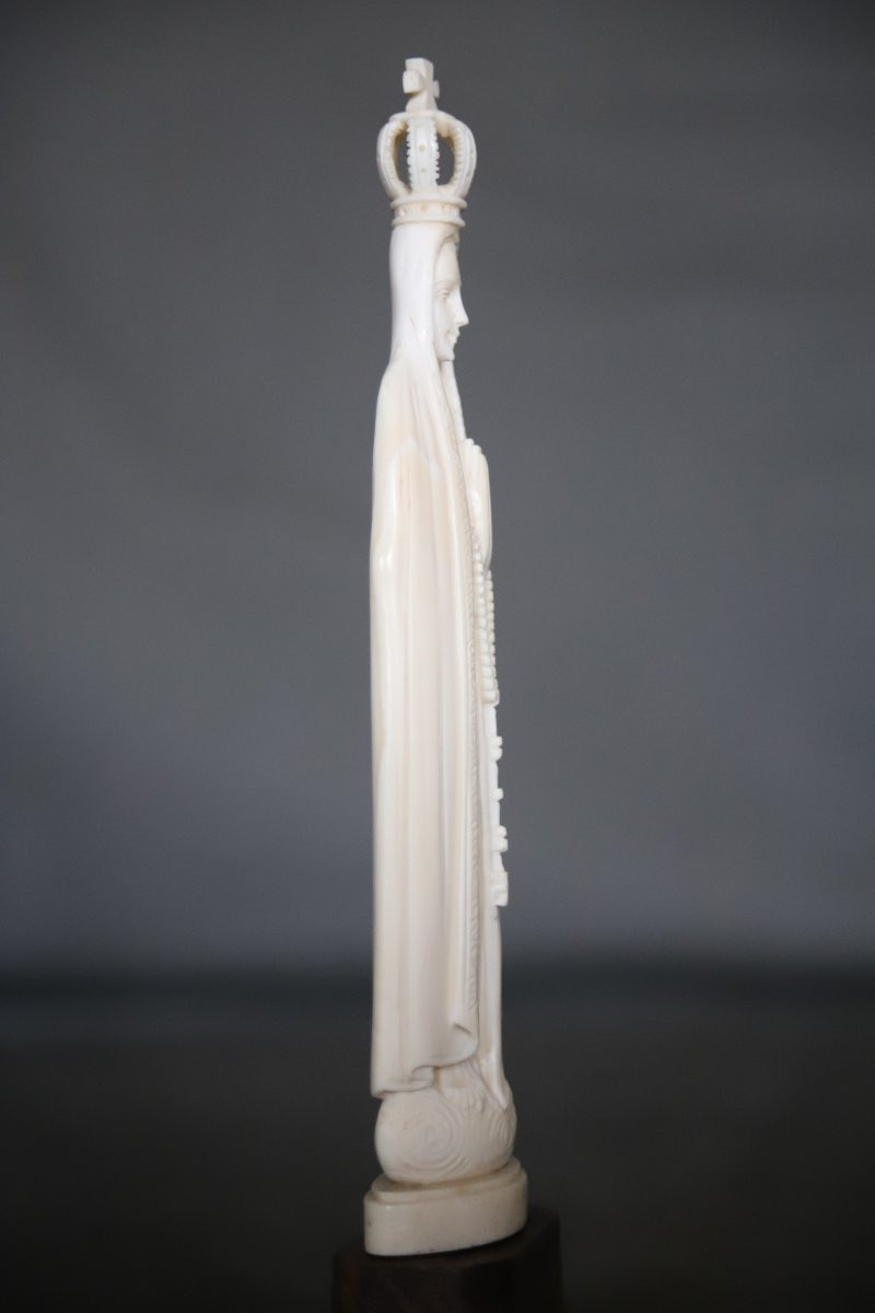 Statuette de la Vierge Marie en ivoire - Travail Européen du 19ème siècle-photo-3