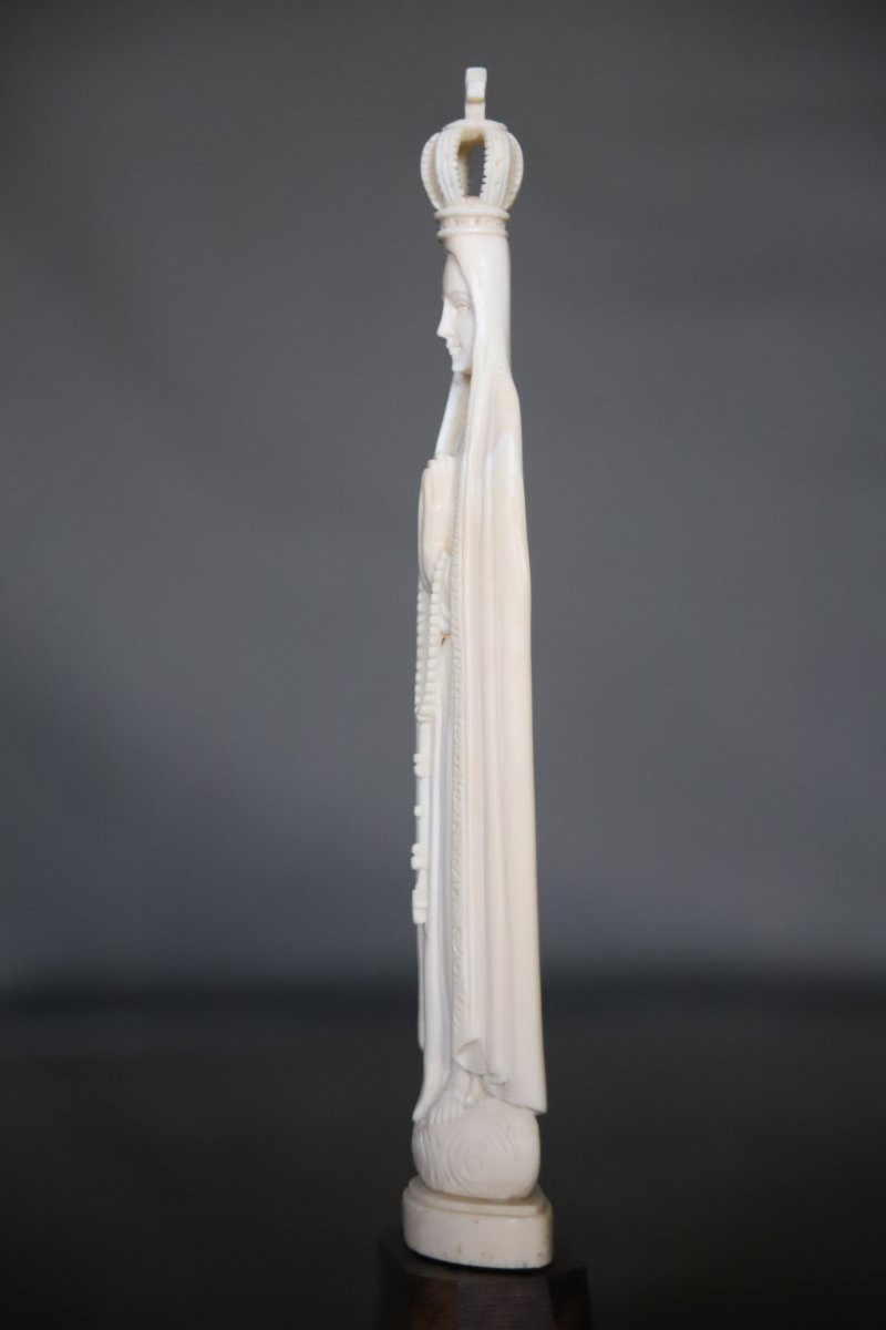 Statuette de la Vierge Marie en ivoire - Travail Européen du 19ème siècle-photo-5