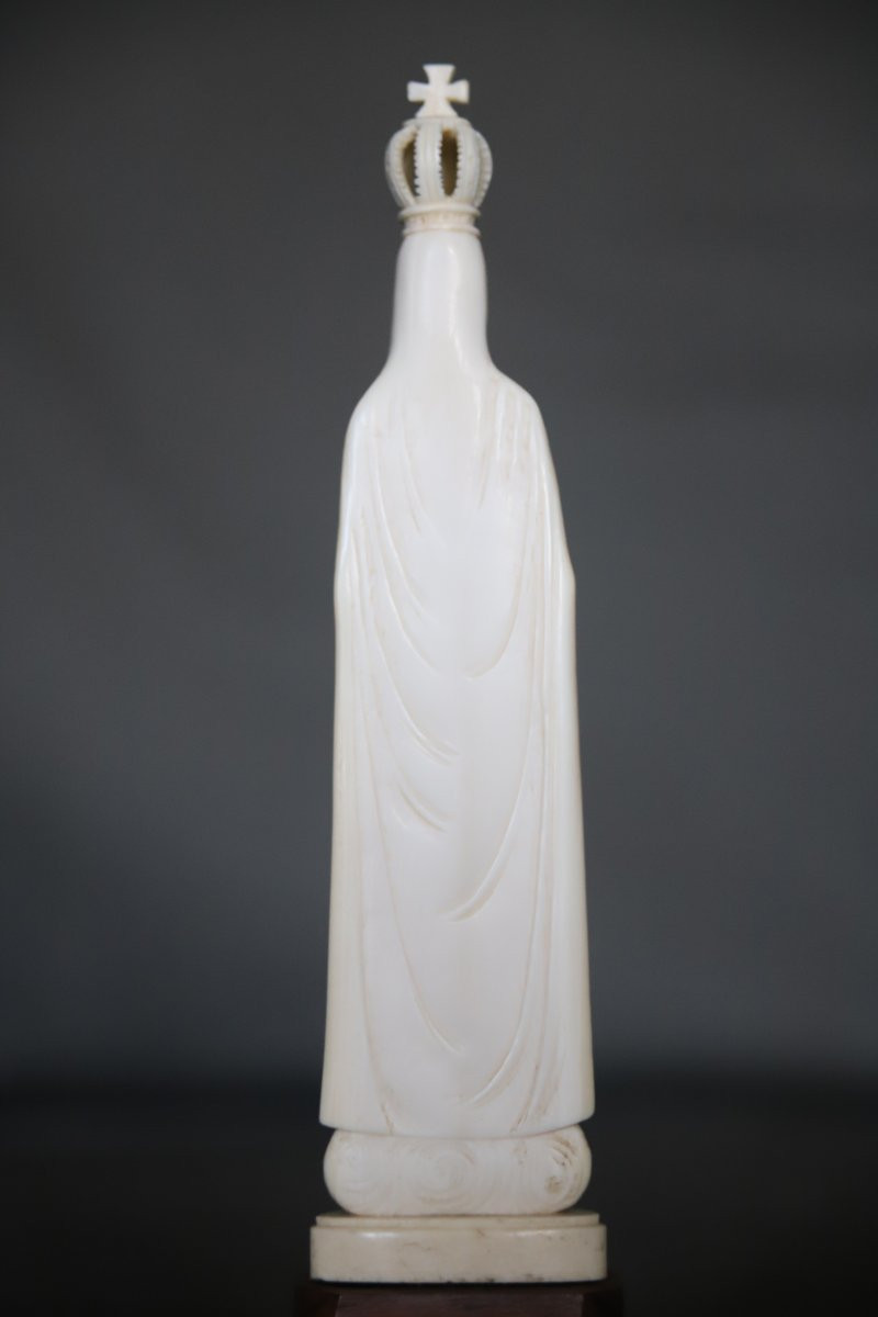 Statuette de la Vierge Marie en ivoire - Travail Européen du 19ème siècle-photo-7