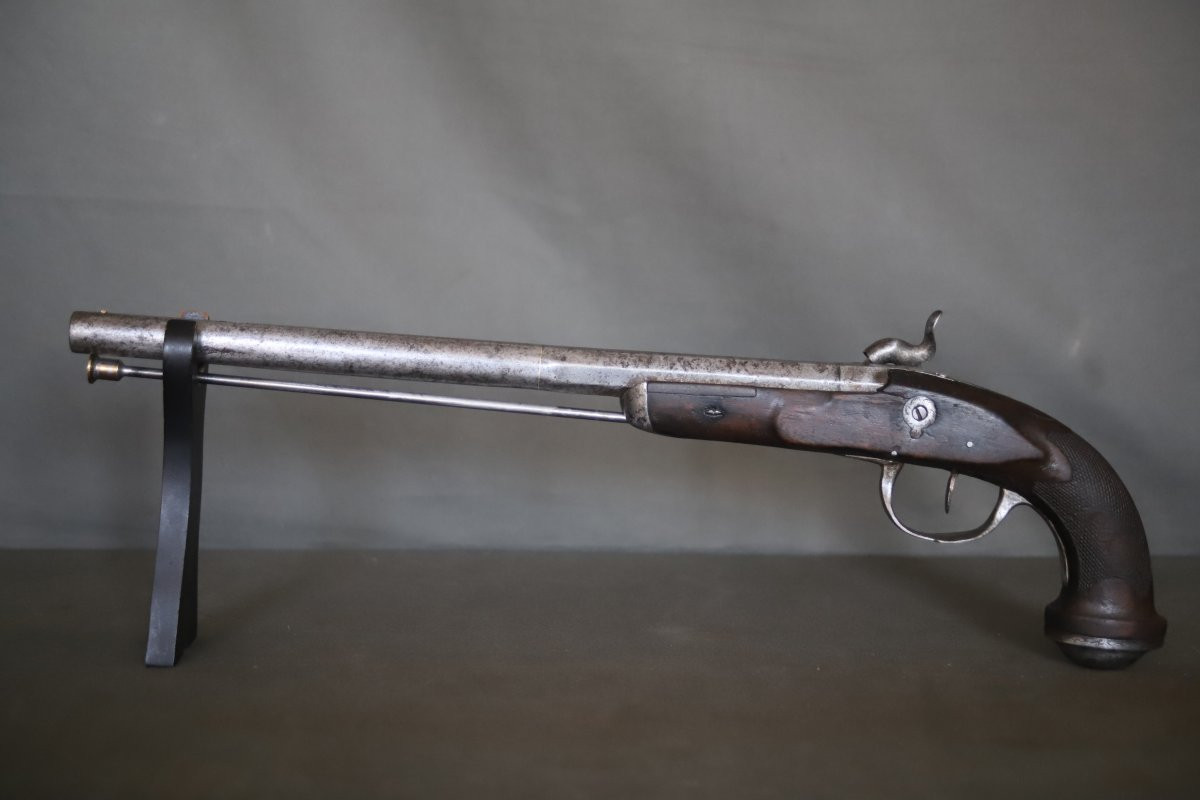 Percussion Pistol With A Long Barrel - Mid-19th Century-photo-4