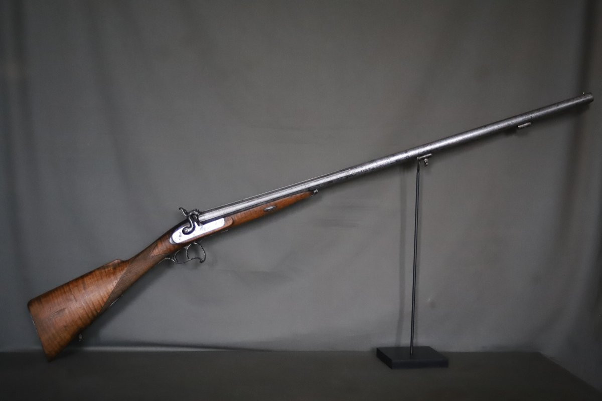 Large-caliber, Side-by-side Percussion Shotgun - Circa 1850-photo-2