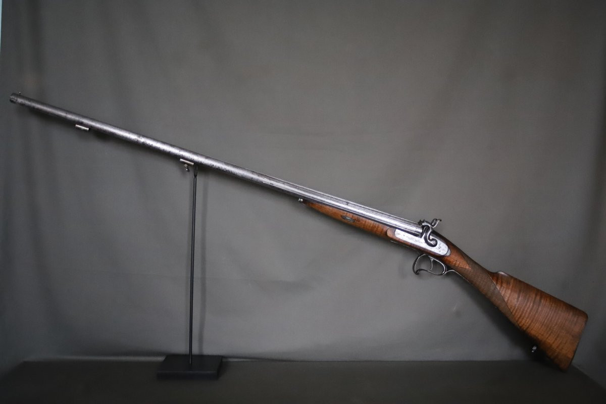 Large-caliber, Side-by-side Percussion Shotgun - Circa 1850-photo-3