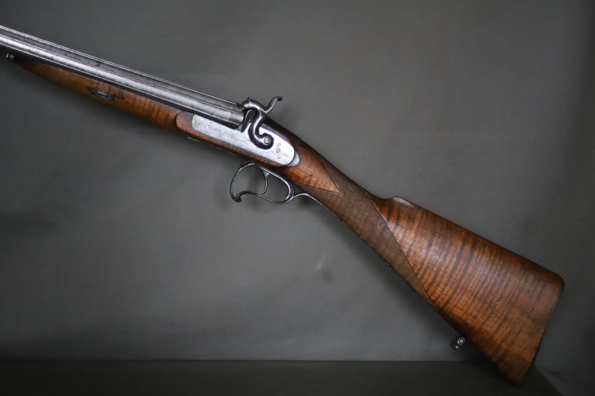 Large-caliber, Side-by-side Percussion Shotgun - Circa 1850-photo-4