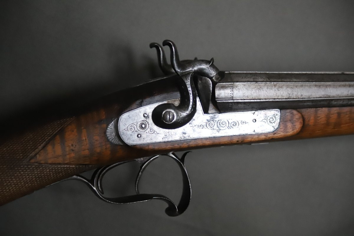 Large-caliber, Side-by-side Percussion Shotgun - Circa 1850-photo-2