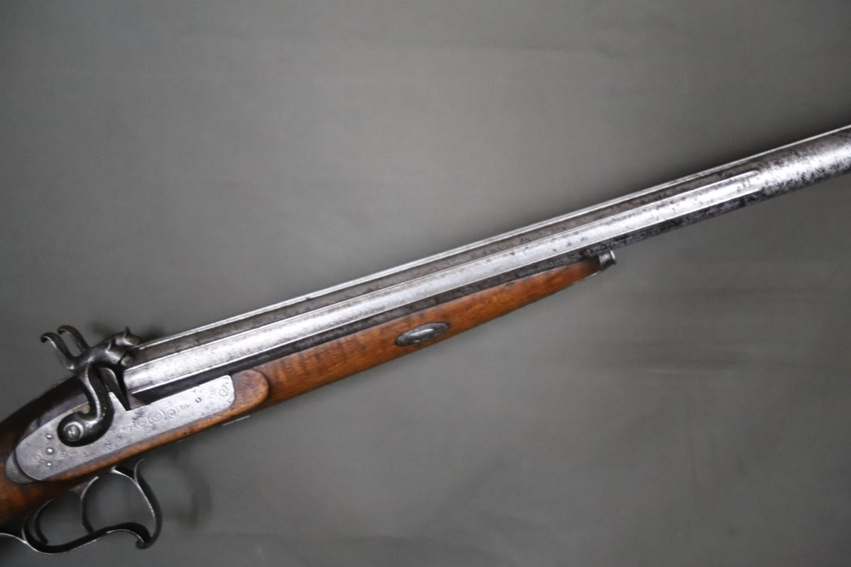 Large-caliber, Side-by-side Percussion Shotgun - Circa 1850-photo-3