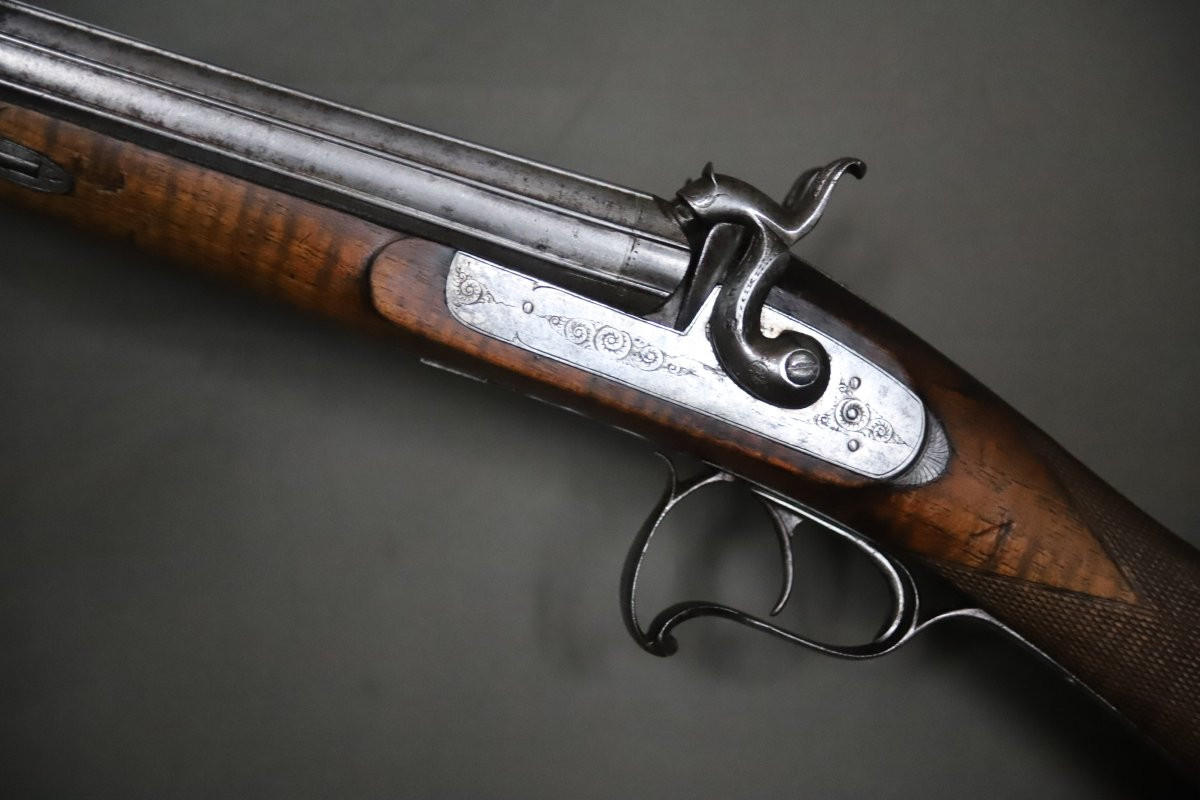 Large-caliber, Side-by-side Percussion Shotgun - Circa 1850-photo-6