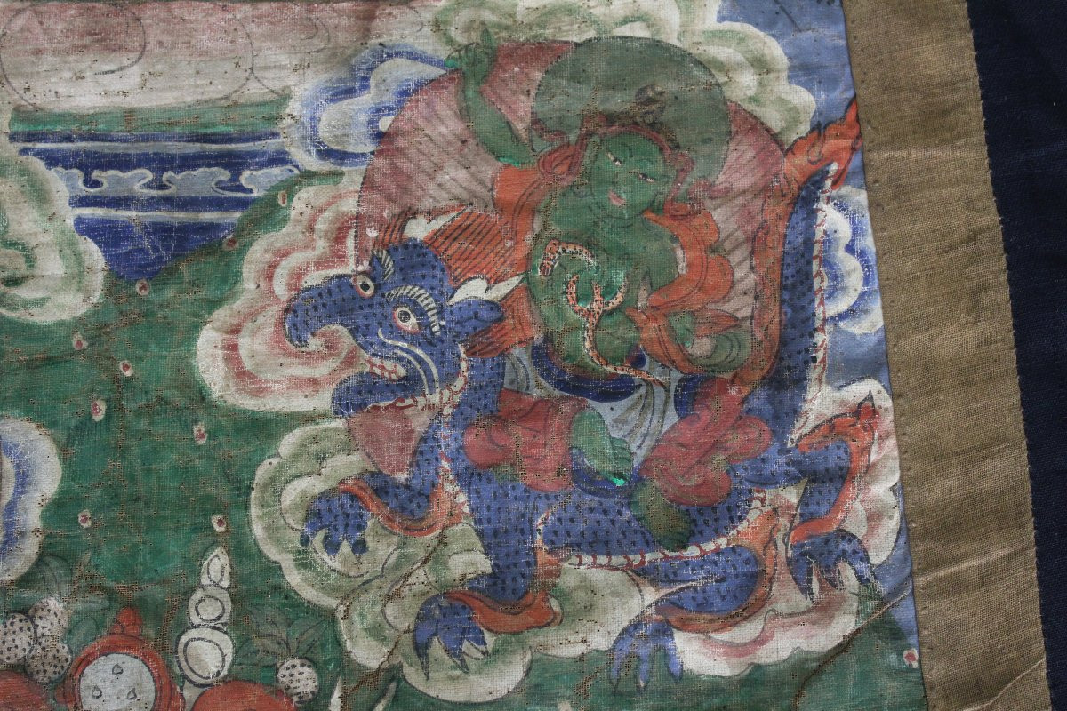 Thangka présentant Thsering Ma "la Mère Vertueuse" - Tibet, Mongolie 19e Siècle-photo-4