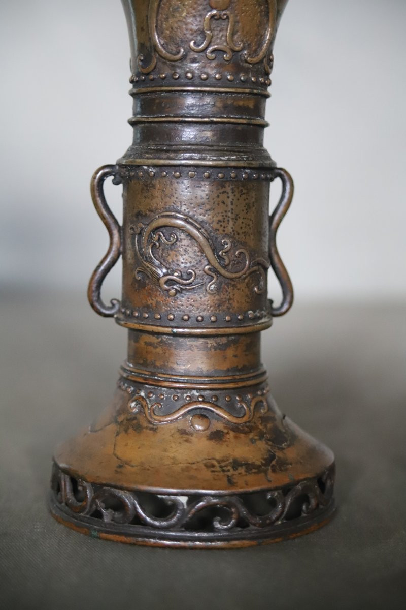 Vase en bronze dit gu - Chine, dynastie Qing-photo-2