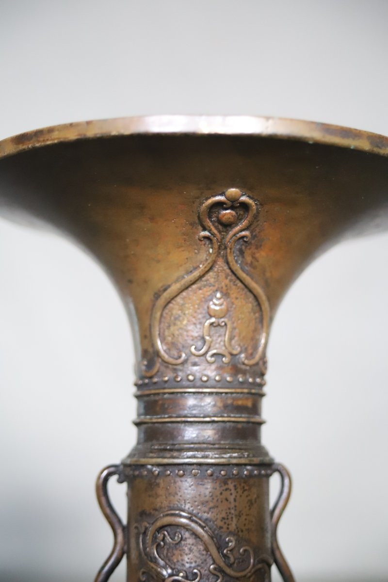 Vase en bronze dit gu - Chine, dynastie Qing-photo-3