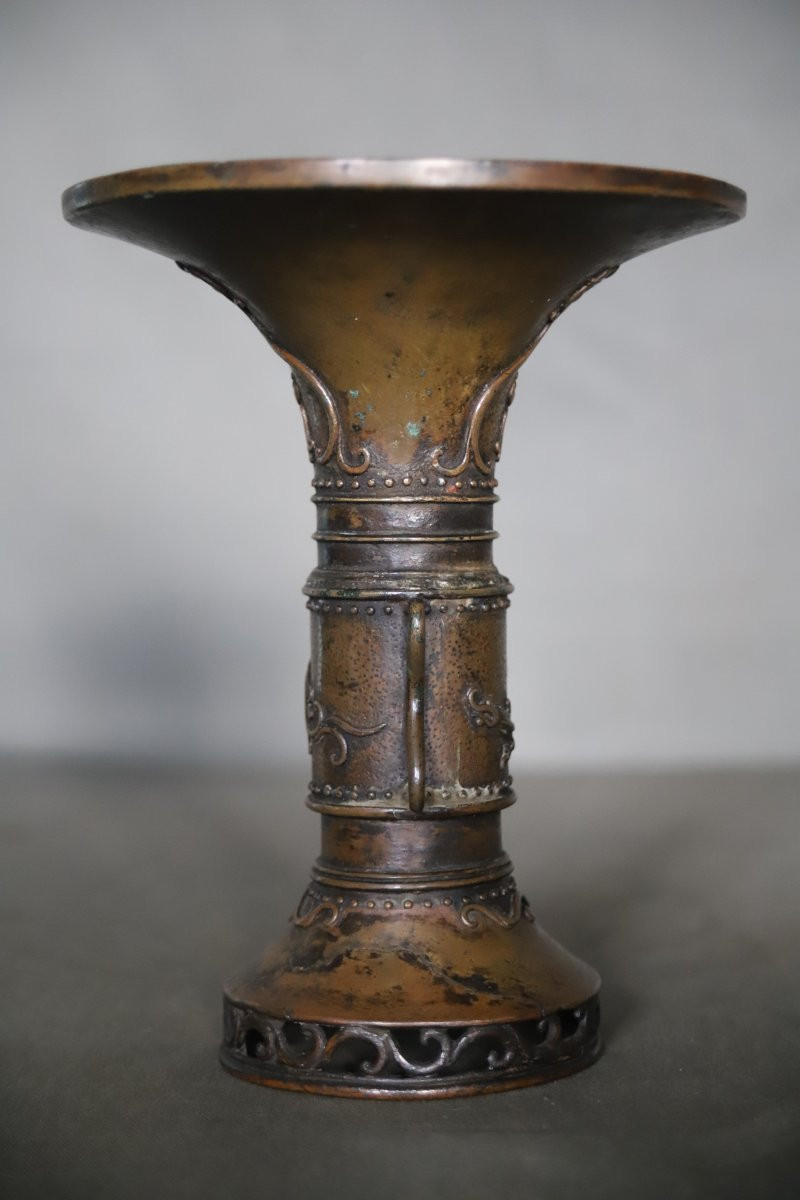 Vase en bronze dit gu - Chine, dynastie Qing-photo-4