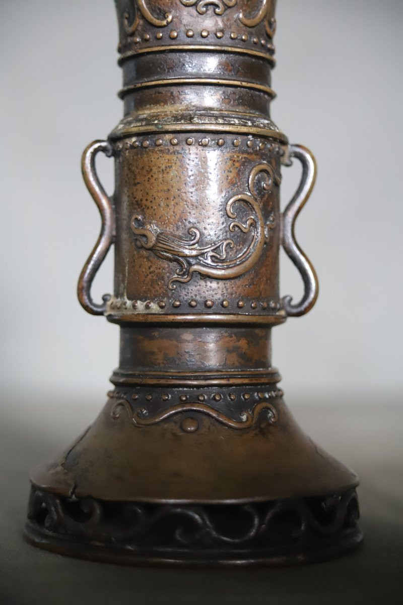 Vase en bronze dit gu - Chine, dynastie Qing-photo-2