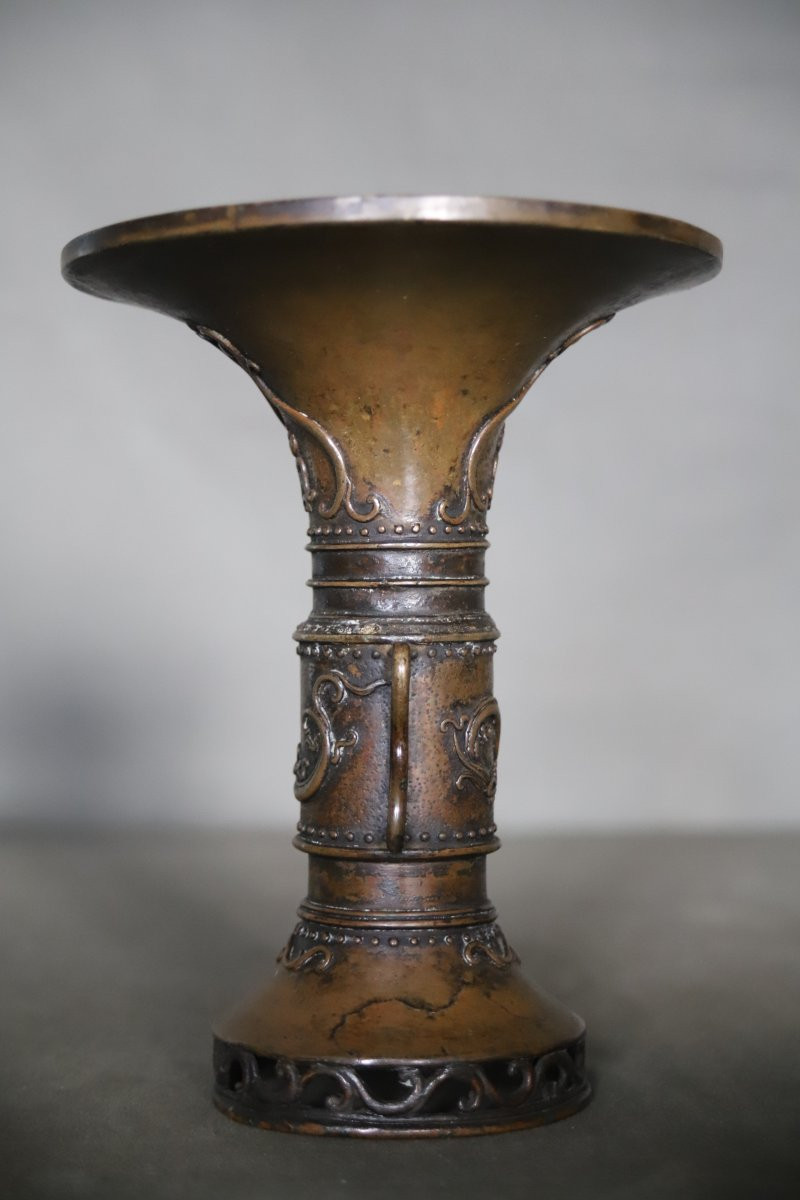 Vase en bronze dit gu - Chine, dynastie Qing-photo-3
