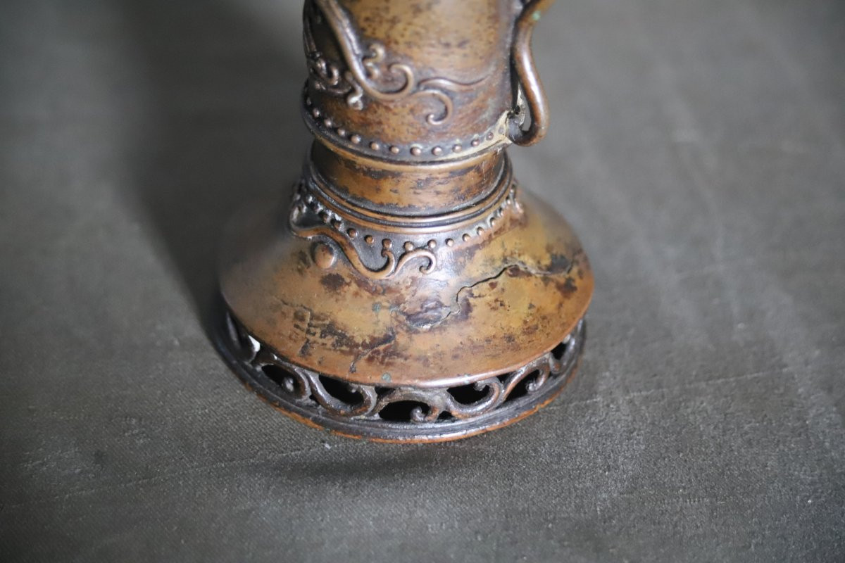 Vase en bronze dit gu - Chine, dynastie Qing-photo-5