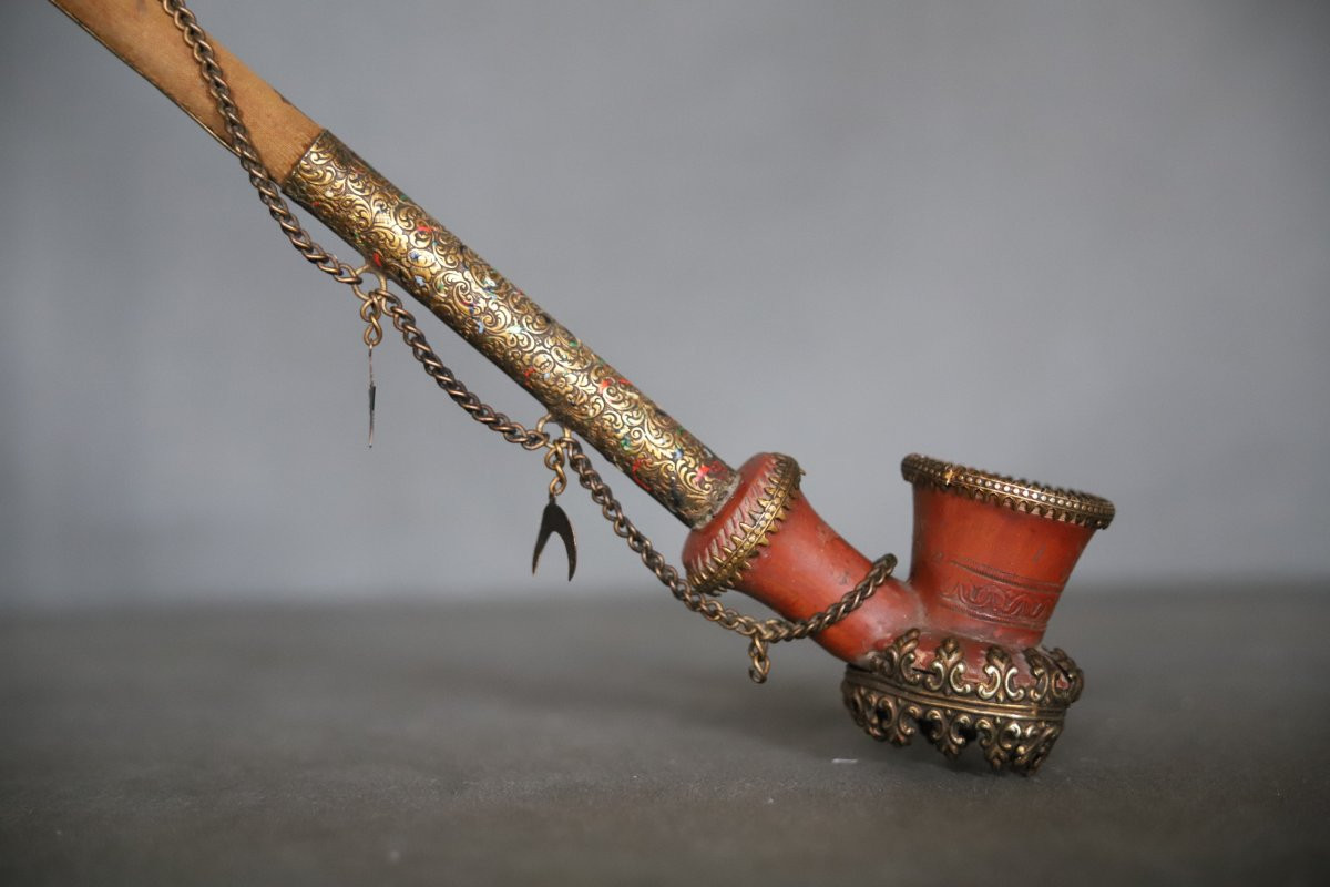 Pipe Ottomane Dite Chibouk - Ottoman Turkey, Constantinople Circa 1900-photo-4