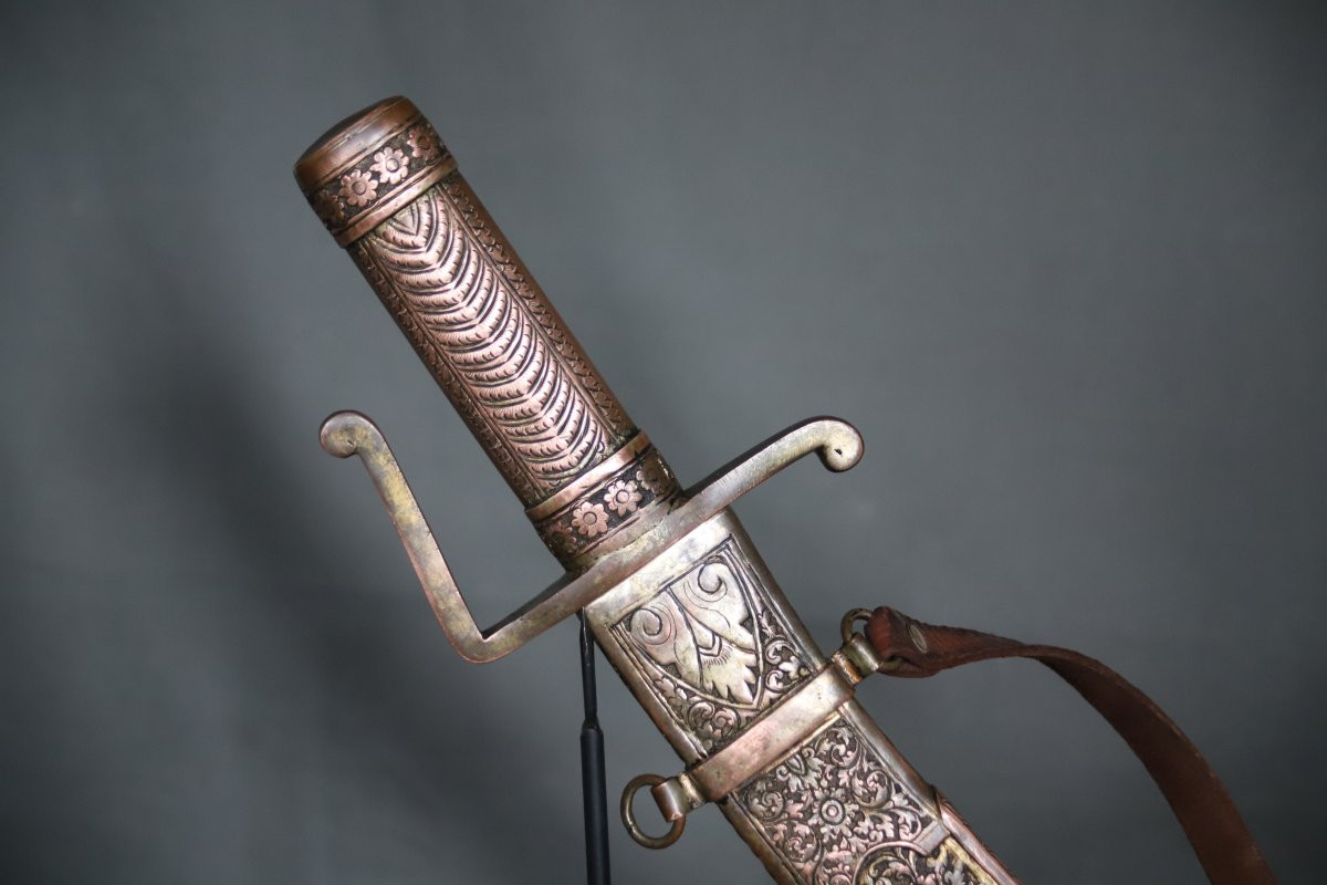 Sabre dans le goût oriental tout en cuivre argenté - 19ème siècle-photo-2
