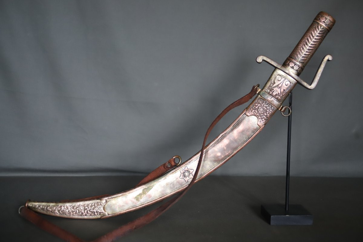 Sabre dans le goût oriental tout en cuivre argenté - 19ème siècle-photo-1