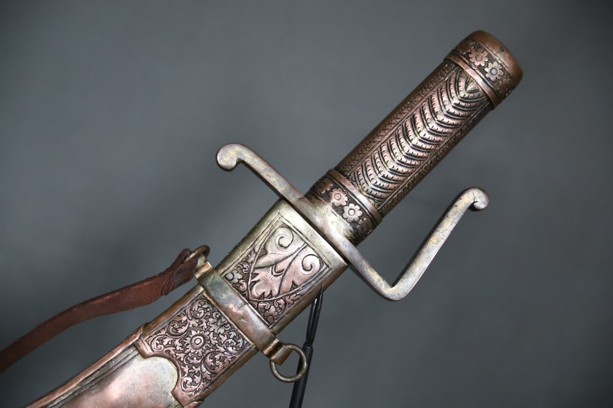 Sabre dans le goût oriental tout en cuivre argenté - 19ème siècle-photo-2
