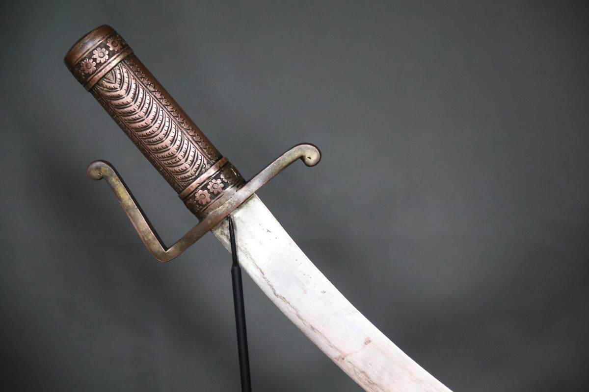 Sabre dans le goût oriental tout en cuivre argenté - 19ème siècle-photo-4