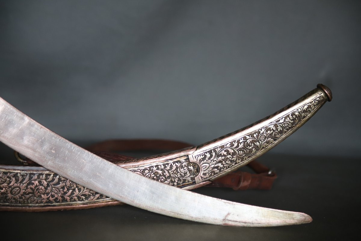Sabre dans le goût oriental tout en cuivre argenté - 19ème siècle-photo-5