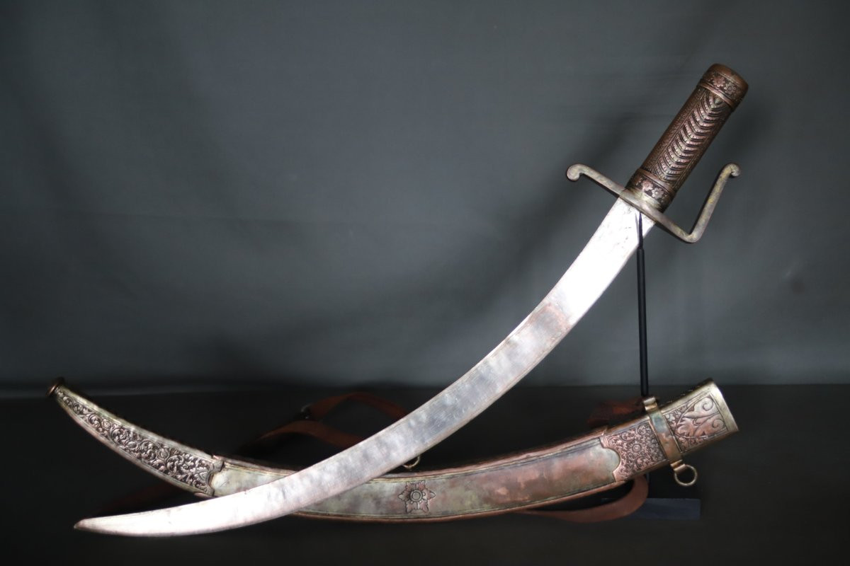 Sabre dans le goût oriental tout en cuivre argenté - 19ème siècle-photo-7