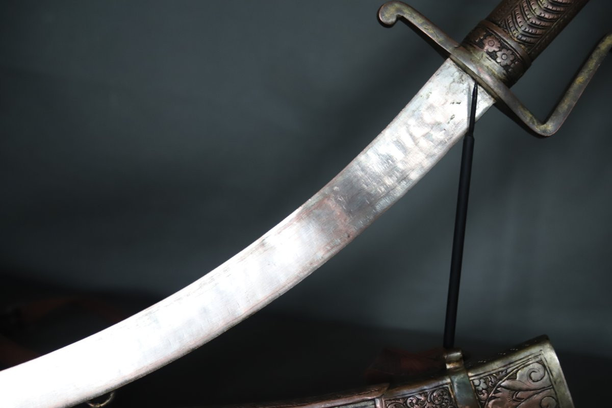 Sabre dans le goût oriental tout en cuivre argenté - 19ème siècle-photo-8