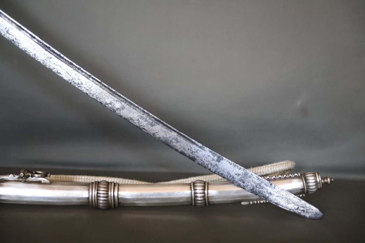 Sabre nimcha fourreau argent 800/1000 - Maroc, 19ème 1ère moitié 20ème siècle-photo-3