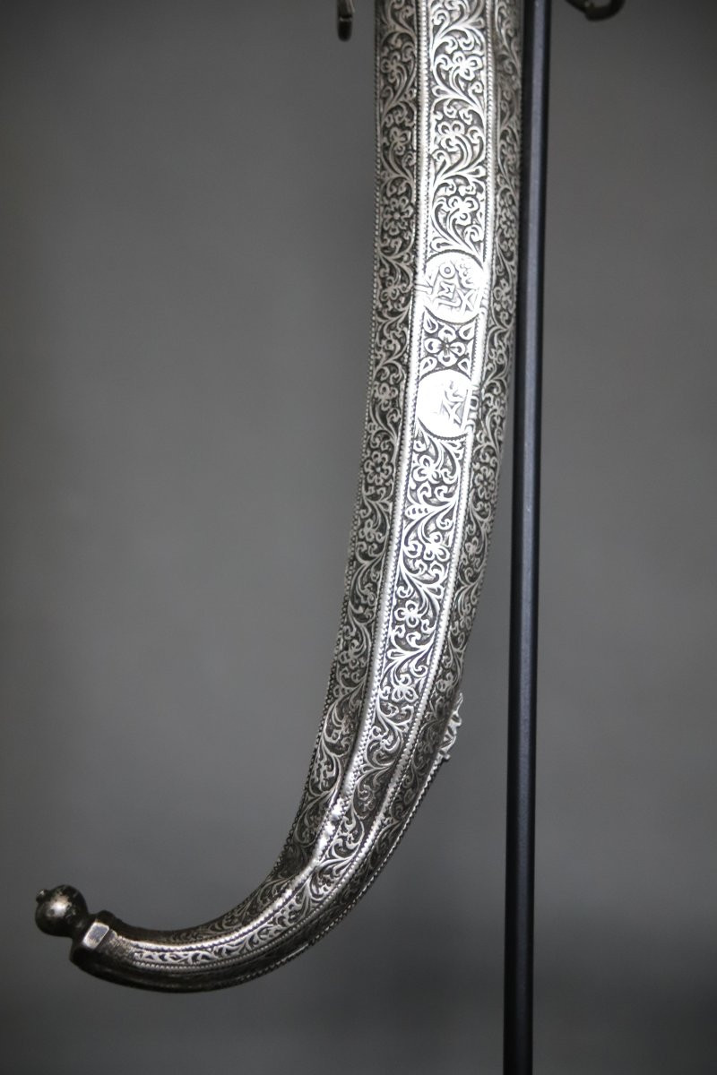 Dague Marocaine dite koumya, argent et corne blonde - Maroc, 19ème siècle-photo-1