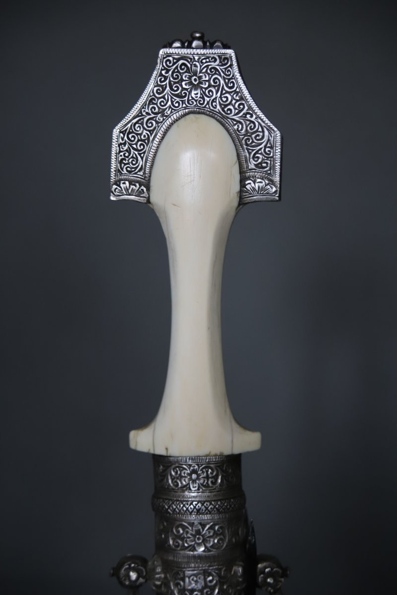 Dague Marocaine dite koumya, en argent et ivoire - Maroc, début 20ème siècle-photo-2