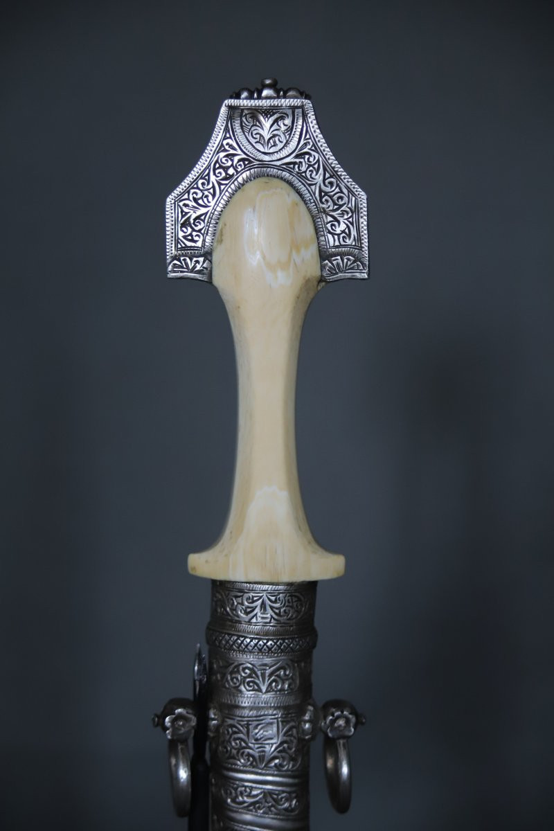 Dague Marocaine dite koumya, en argent et ivoire - Maroc, début 20ème siècle-photo-4